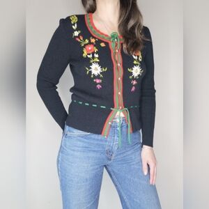 60s Embroidered Wool Cardigan